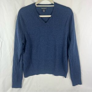 Banana Republic Men's Extra Fine Merino Wool Deep Blue V-Neck Sweater